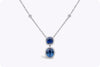3.39 Carat Blue Sapphire with Diamond Halo Drop Pendant Necklace in White Gold