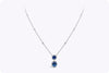 3.39 Carat Blue Sapphire with Diamond Halo Drop Pendant Necklace in White Gold