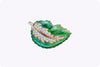 0.50 Carats Total Round Diamond and Green Enamel Leaf Design Brooch in Yellow Gold and Platinum