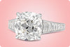 GIA Certified 5.42 Carats Cushion Cut Diamond Engagement Ring with Side Stones in Platinum