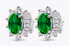1.37 Carat Total Emerald with Diamond Halo Stud Earrings in White Gold
