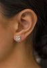 2.35 Carats Total Mixed Cut Diamond Halo Stud Earrings in White Gold