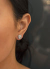 2.35 Carats Total Mixed Cut Diamond Halo Stud Earrings in White Gold