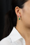 6.30 Carats Total Pear Shape Green Emerald and Diamonds Drop Earrings in Yellow Gold and Platinum