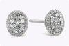 1.10 Carats Total Oval Cut Diamond Halo Stud Earrings in Platinum
