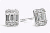 0.94 Carats Total Mixed-Cut Diamond Cluster Illusion Stud Earrings in White Gold