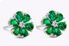 1.84 Carats Total Pear Shape Emerald with Diamond Stud Earrings in White Gold