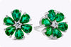 1.84 Carats Total Pear Shape Emerald with Diamond Stud Earrings in White Gold