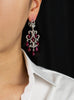 32.20 Carats Briolette Shape Rubies with Round Diamonds Chandelier Earrings in White Gold