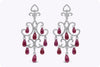 32.20 Carats Briolette Shape Rubies with Round Diamonds Chandelier Earrings in White Gold