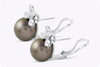 12mm Black Tahitian Pearls with Diamond Omega Clip Earrings in White Gold