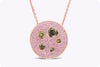2.34 Carats Fancy Color Heart Shape Diamond Cluster Circle Pendant Necklace in Rose Gold