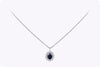 1.82 Carats Oval Cut Sapphire with Diamond Halo Pendant Necklace in White Gold