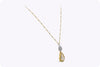 GIA Certified 3.12 Carats Light Brown Pear Shape Diamond Halo Drop Pendant Necklace in Two Tone