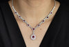 5.93 Carat Oval Cut Rubies with Diamond Halo Pendant Necklace in White Gold
