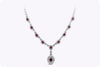 5.93 Carat Oval Cut Rubies with Diamond Halo Pendant Necklace in White Gold