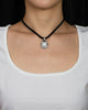 Judith Ripka Black Silk String Necklace with Antique White Gold Pendant