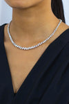19.38 Carats Total Fancy Shape Mixed Cut Diamond Riviere Necklace in White Gold