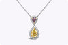1.94 Carat Total Pear and Heart Shape Fancy Color Pendant Necklace in Platinum