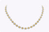 17.66 Carats Total Cushion Cut Yellow Diamond Halo Tennis Necklace in Two Tone
