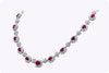 14.01 Carat Total Oval Cut Ruby with Diamonds Halo Necklace in White Gold