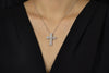 2.44 Carats Total Round Colored Diamonds Bezel Cross Religious Pendant Necklace in Platinum