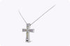 2.44 Carats Total Round Colored Diamonds Bezel Cross Religious Pendant Necklace in Platinum