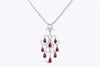 16.25 Carats Briolette Rubies with Round Cut Diamonds Chandelier Necklace in White Gold