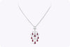 16.25 Carats Briolette Rubies with Round Cut Diamonds Chandelier Necklace in White Gold