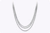 54.16 Carats Total Brilliant Round Cut Diamonds Three-Row Long Tennis Necklace in White Gold