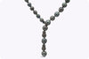 4.00 Carat Total Diamond Lariat and Tahitian Baroque Pearl Necklace in Black Rhodium