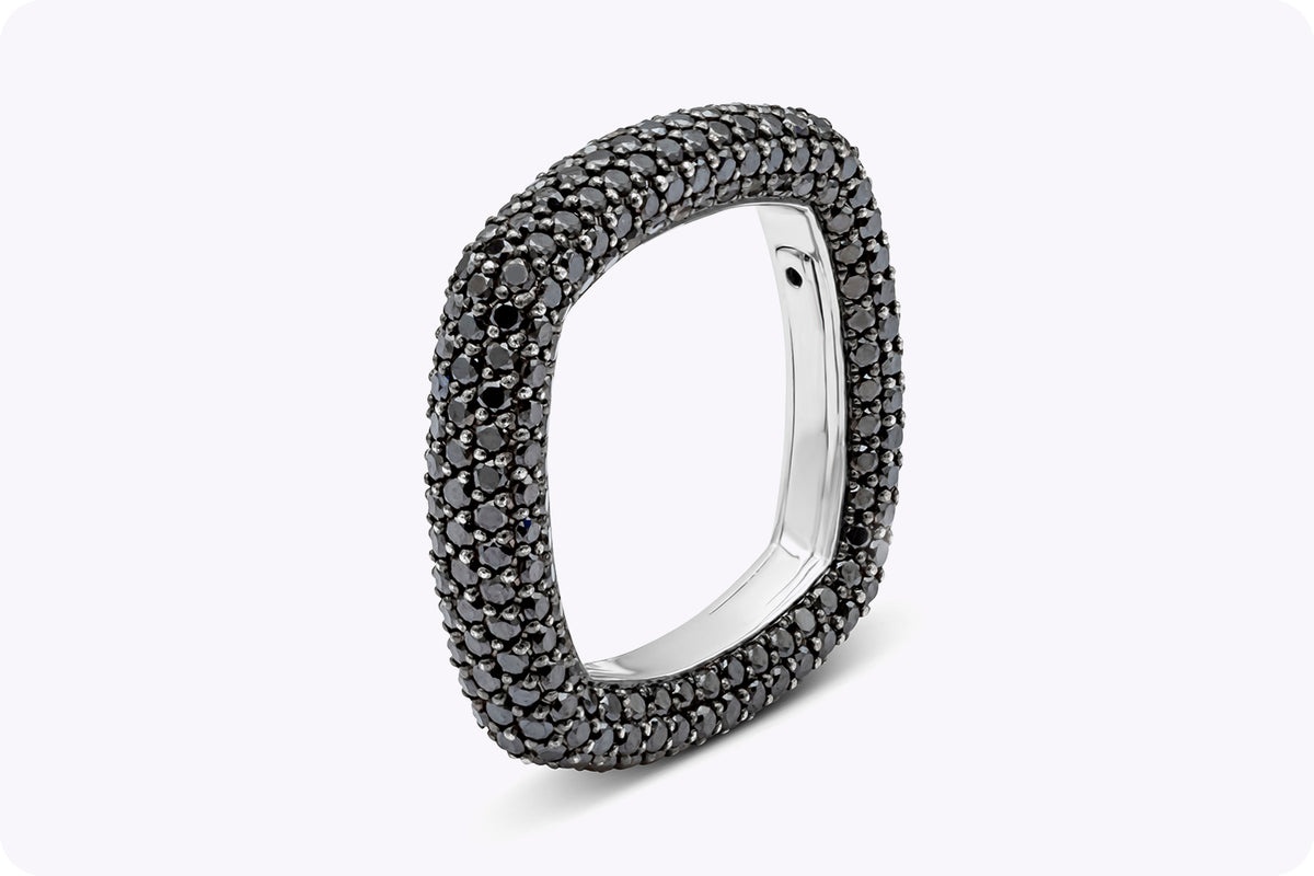 Black Interlocking Geometric Circles Rings Diamond Jacquard