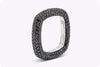 3.68 Carat Total Brilliant Round Black Diamond Square Pave Fashion Ring in White Gold