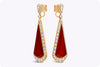 18.15 Carats Total Trapezoid Cut Agate Stone with Mixed Cut Diamond Dangle Earrings in Rose Gold