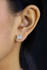 GIA Certified 3.02 Carats Total Princess Cut Diamond Compass Set Stud Earrings in Platinum