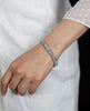 Baguette diamonds platinum tennis bracelet worn