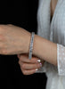 Baguette diamonds platinum tennis bracelet worn