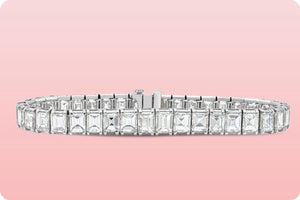 Baguette diamonds platinum tennis bracelet