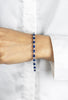12.56 Carats Oval Cut Blue Sapphire with Diamond Tennis Bracelet in White Gold