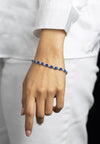 12.56 Carats Oval Cut Blue Sapphire with Diamond Tennis Bracelet in White Gold