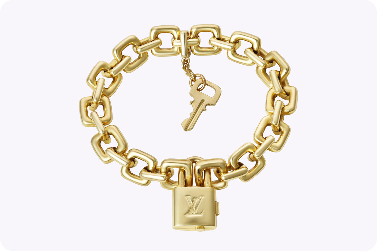 Louis Vuitton Padlock & Key Bracelet 18k Yellow Gold | Roman Malakov