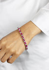 12.33 Carats Total Emerald Cut Burmese Ruby with Diamond Tennis Bracelet in White Gold