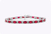 12.33 Carats Total Emerald Cut Burmese Ruby with Diamond Tennis Bracelet in White Gold