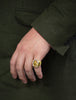 0.70 Carats Total Brilliant Round Diamonds Horse Shoe Men's Ring in Yellow Gold