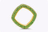 3.42 Carat Total Brilliant Round Tsavorite Garnet Square Micro-Pave Fashion Ring in Yellow Gold