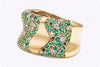 1.61 Carats Total Round Cut Tsavorite Garnet Fashion Ring with Brown and White Diamonds in Yellow Gold