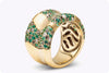 1.61 Carats Total Round Cut Tsavorite Garnet Fashion Ring with Brown and White Diamonds in Yellow Gold