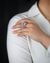 6.43 Carats Total Mixed Cut Ruby and Diamond Dome Ring in White & Yellow Gold