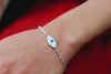 0.68 Carat Total Round Diamond Mother of Pearl Evil Eye Bracelet in White Gold