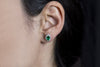 1.37 Carat Total Emerald with Diamond Halo Stud Earrings in White Gold